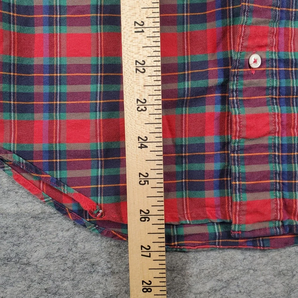 Polo Ralph Lauren Button Down Mens L Red Plaid Crest Logo Long Sleeve USA Made